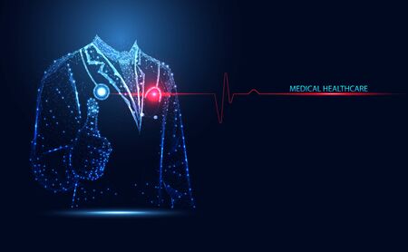 Abstract health medical science consist doctor digital wireframe concept modern medical technology,Treatment,medicine on gray background.のイラスト素材