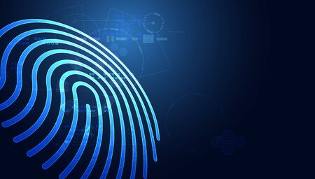 Blue abstract image that is futuristic with finger prints concept. Theft detection Prevention of cyber threats That is using security systems by scanning the fingerprint.のイラスト素材