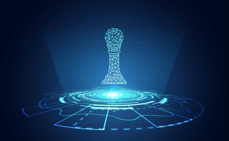 abstract chess wireframe with circle technology on copy space futuristic hi tech modern gradient and light.vector illustration.のイラスト素材