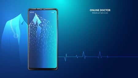 Abstract Online Doctor & Medical Services concept The current health care industry that has access to the internet And the online world Helping people gain access to treatment. Online.のイラスト素材