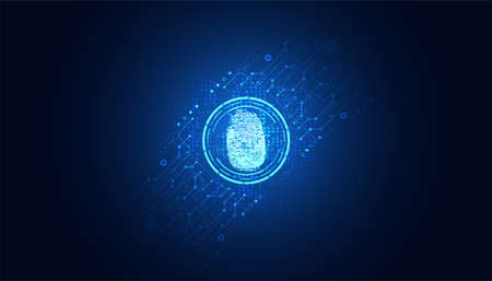 Abstract, fingerprint on digital, blue, background, concept, safe data protectionのイラスト素材