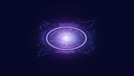 abstract technology ui futuristic concept space circle hologram innovation on hi tech purple future...