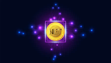 Abstract NTF Digital Image Concept Irreplaceable Token The only original art in the system. On a modern background Futuristic Digitalのイラスト素材