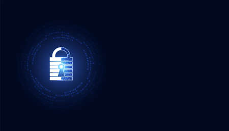 Abstract technology cyber security privacy information network concept padlock protection digital...