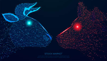 Abstract Polygon and Spot Bull Market and Bear Market, Stock Market Trend Concept, Stock Marketing Investment, Difference Between Uptrend and Downtrend stocks, and Financial.のイラスト素材