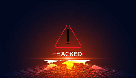 Abstract hack system hack warning symbol concept hacking warning in the world Security system, password, update the anti-theft system online.のイラスト素材