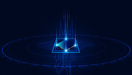 Abstract Circuit Board Electronics Concept Semiconductor Circuit connection, modern system, AI system, artificial intelligence mechanismのイラスト素材