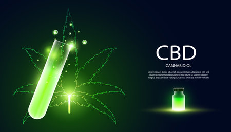 Abstract Hemp Concept The extraction of hemp is CBD or Cannabidiol, hemp oil used in medicine. treatment of patientsのイラスト素材