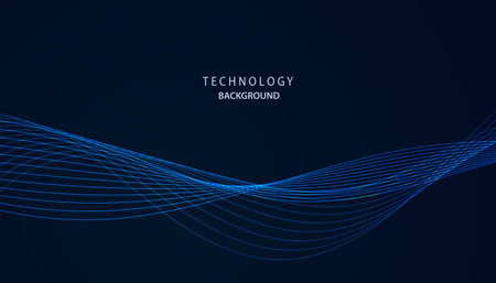 Abstract Wave Vector Beautiful lines, concept, technology, network, internet connection, on a blue background, modern, futuristic.のイラスト素材