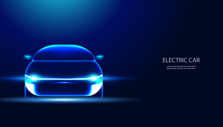 Abstract electric cars In the illustration, electric cars are powered by electric energy. Future energyのイラスト素材