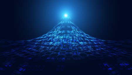 Abstract Network Connection, Wi-Fi connection, Internet system, Fiber 5G or WiFi signal. On a blue background, modern, futuristic.のイラスト素材