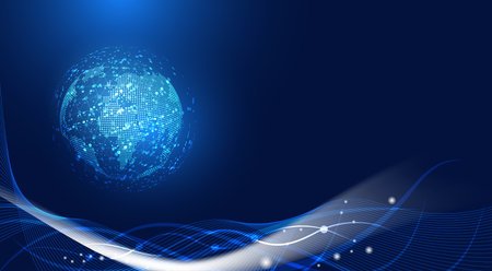 abstract world digital futuristic beautiful concept connection communication network on blue background digital modernのイラスト素材