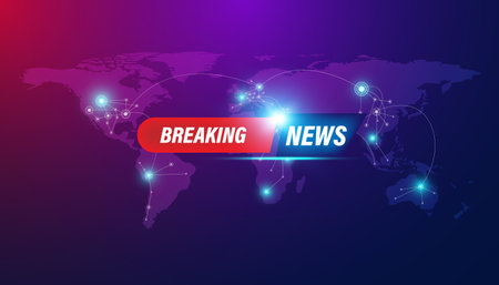 Abstract, breaking news, concept, background, urgent news coverage, latest news on a blue background.のイラスト素材