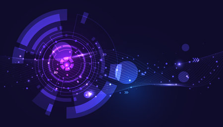 Abstract Circle Blue Interface Futuristic Background  Light Blue For Copy Space.on hi tech blue future backgroundのイラスト素材