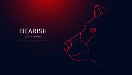 Abstract, stock market downtrend, concept, bearish divergent, polygon red and graph, stocks fall, stocks go down, bear markets.のイラスト素材