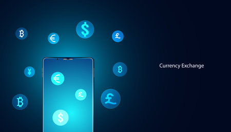 Abstract phone Digital Hologram Money transfer DeFi Decentralized Finance Blockchain, cryptocurrency...