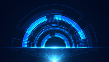 Abstract Circle Digital and the light shines Modern smart circle concept on background. Futuristic, modern, digital.のイラスト素材