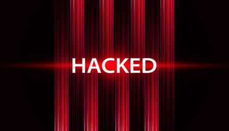 abstract word signal or are warned that it has been hacked by viruses, malware or hackers on a red...