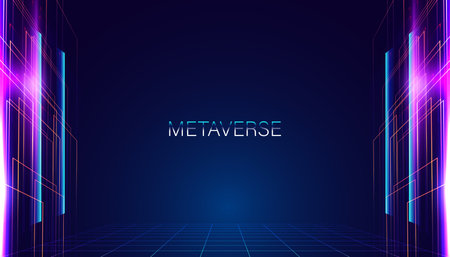 Abstract Metaverse Virtual reality Concept colorful of Future digital technology metaverse connected to the virtual space on a modern background.のイラスト素材