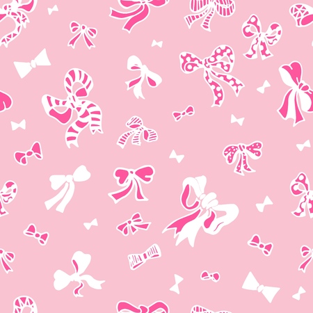 Pink bows seamless vector pattern. For surface patterns design, packaging, textile, gift wrapping paperのイラスト素材