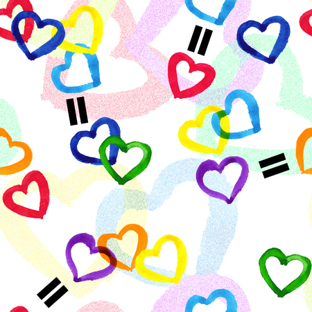 Rainbow hearts pride theme illustration for banners, t-shirts, posters and wall artの写真素材