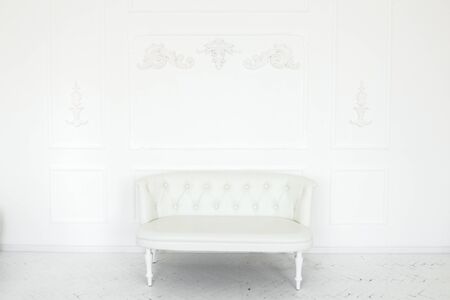 Modern comfort sofa on white background. Isolated white sofaの写真素材