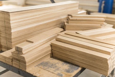The close up of folded decorative not chipped wooden blocks. Concept of paneling pattern, seamless...