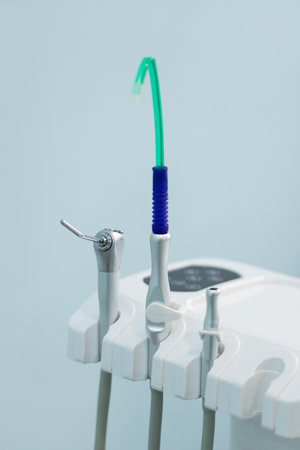 Dental tools and equipment in modern dental office. Dentistry concept.の写真素材