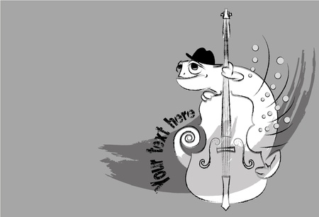 Chameleon and bass, vector image for posters, for postcards, for t-shirtsのイラスト素材