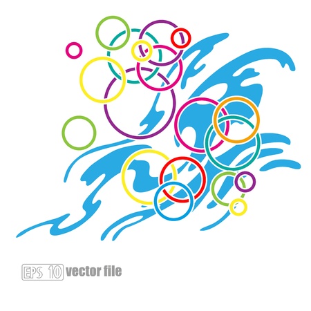 Colorful water bubbles and abstract water wave.のイラスト素材
