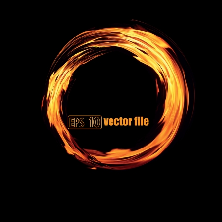 Abstract fiery circle on a black backgroundのイラスト素材