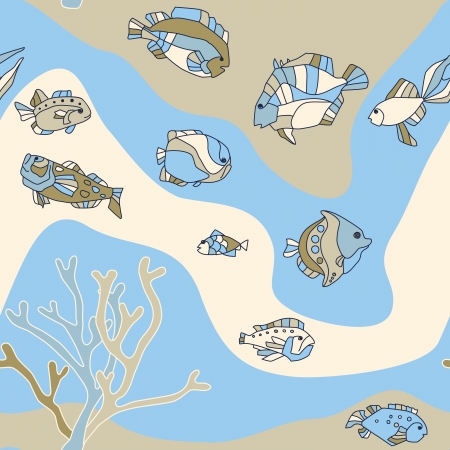 seamless pattern aquarium fish backgroundのイラスト素材