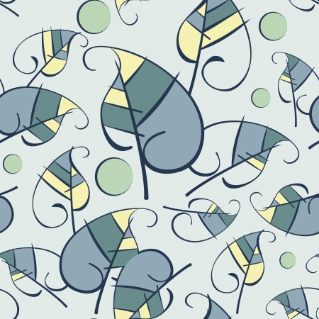 leaves retro ornament seamless patternのイラスト素材