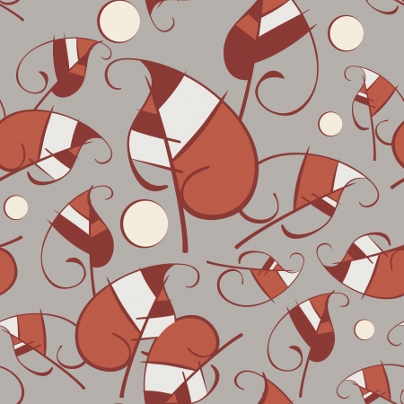 leaves retro ornament seamless patternのイラスト素材