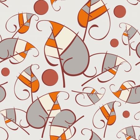 leaves retro ornament seamless patternのイラスト素材