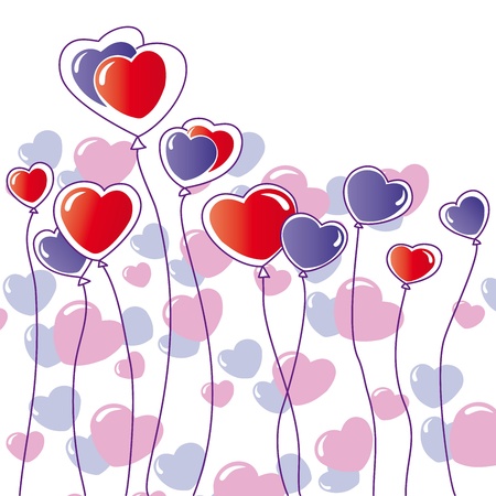 greeting card with hearts and balloonsのイラスト素材