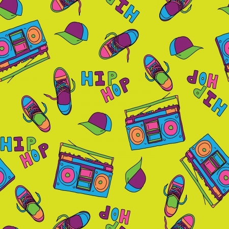 hip hop music seamless patternのイラスト素材