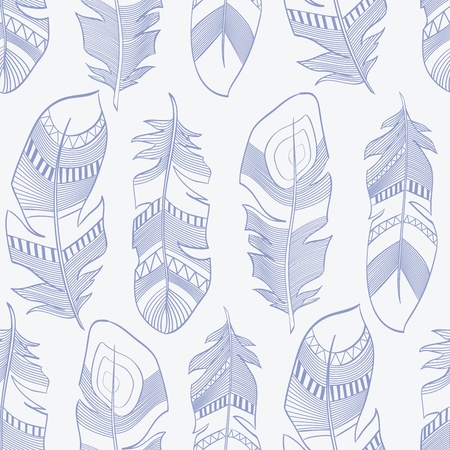 vector seamless ethnic Indian feathers plumage  patternのイラスト素材