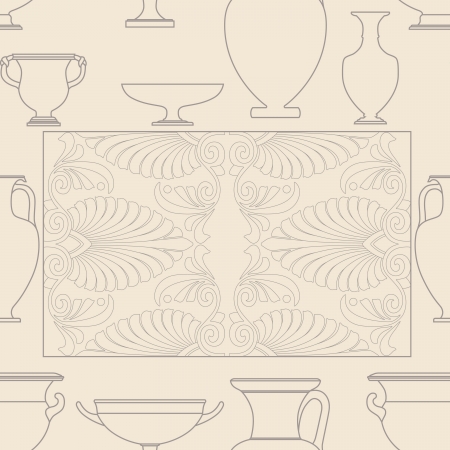 Ceramic seamless pattern. Ethnic national Greek style backgroundのイラスト素材