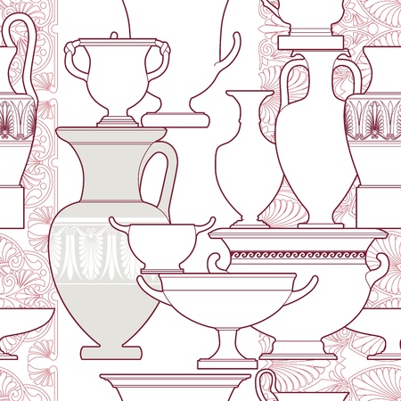 Ceramic seamless pattern. Ethnic national Greek style backgroundのイラスト素材
