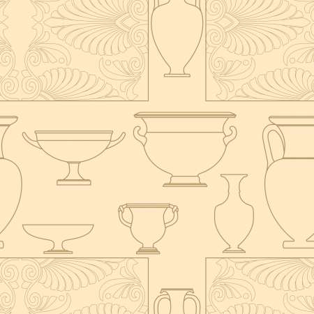 Ceramic seamless pattern. Ethnic national Greek style backgroundのイラスト素材
