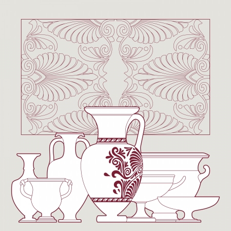Ceramic seamless pattern. Ethnic national Greek style backgroundのイラスト素材