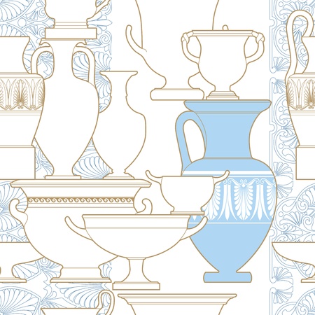 Ceramic seamless pattern. Ethnic national Greek style backgroundのイラスト素材