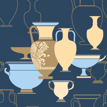 Ceramic seamless pattern. Ethnic national Greek style backgroundのイラスト素材