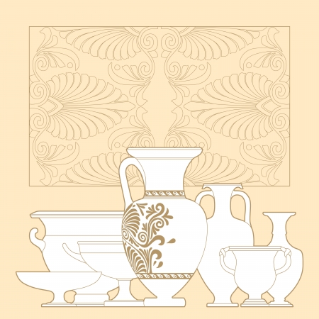 Ceramic seamless pattern. Ethnic national Greek style backgroundのイラスト素材