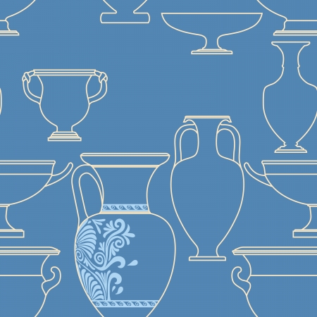 Ceramic seamless pattern. Ethnic national Greek style backgroundのイラスト素材