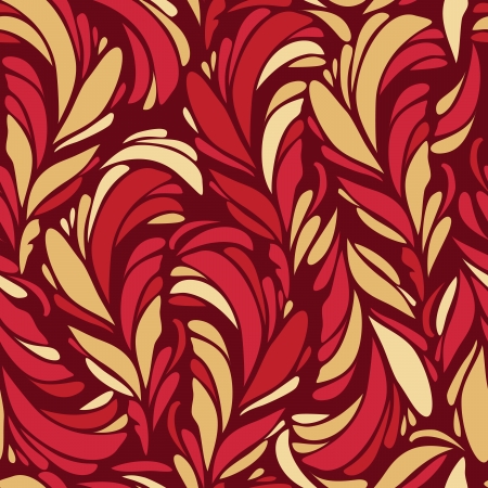 Seamless pattern with red and gold feathersのイラスト素材