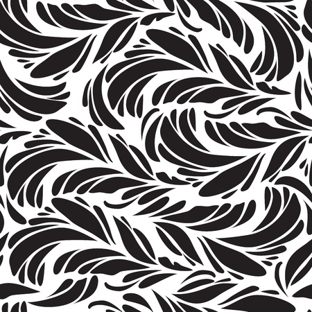 Seamless doodle  black peacock feathers pattern のイラスト素材