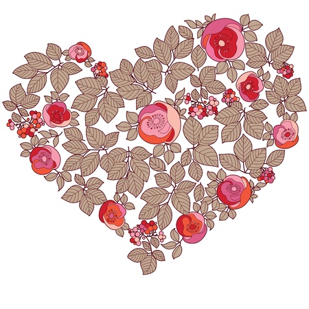 valentine heart in floral style isolated on backgroundのイラスト素材