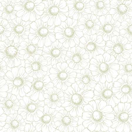Vintage Seamless Background With Elegant Chamomilesのイラスト素材